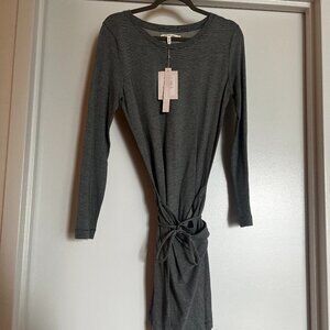 AVEC LES FILLES Black and White Stripped Wrap Dress